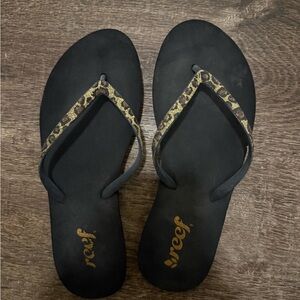 Reef Animal Print Strap Sandals with Black Footbed